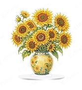 Eiflow Desktop Diamond Art Kit for Adults Vase Sunflower, DIY Tabletop Diamond Art Painting with ...