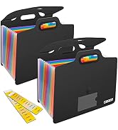 2Pack 13 Pockets Expanding File Folder with Handle, A4 Letter Size Portable Accordian File Organi...
