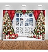 Mocsicka Christmas Window Backdrop for Photography Winter Xmas Trees Merry Christmas Party Decora...