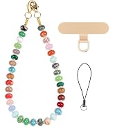 CH.yishi Gemstone Beaded Phone Charm Wrist Strap with Steel Cable Core Stringing, Detachable Phon...