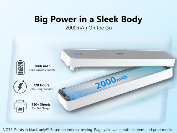 Inkless Portable Printer, Wireless Thermal Printer for Travel