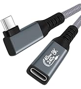 IYUANEPRO USB4 Extension Cable with High Speed 40Gbps Data, Right Angle USB 4 Male to Female Cabl...