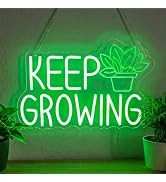 Astuddy Keep Growing Neon Sign for Plant Room Decor, USB Powered Dimmable LED Wall Light for Indo...