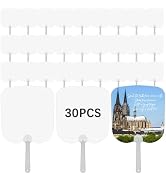 GEKIXUTP 30 Pcs Church Fans Handheld Set,Sublimation Fans Blank Double-Sided Sublimation Paddle F...
