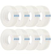JEFURE 8Pcs Transparent Tape, 0.7in x 1000in Clear Tape Rolls, Tape Refills for Dispenser, Fun Ta...