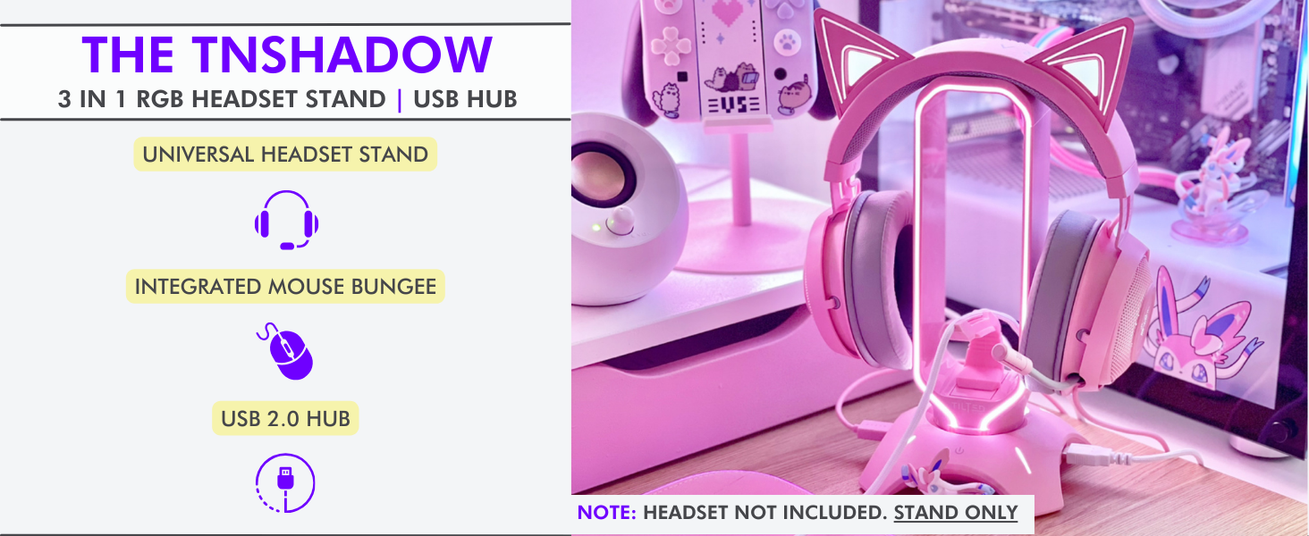 pink rgb headset stand