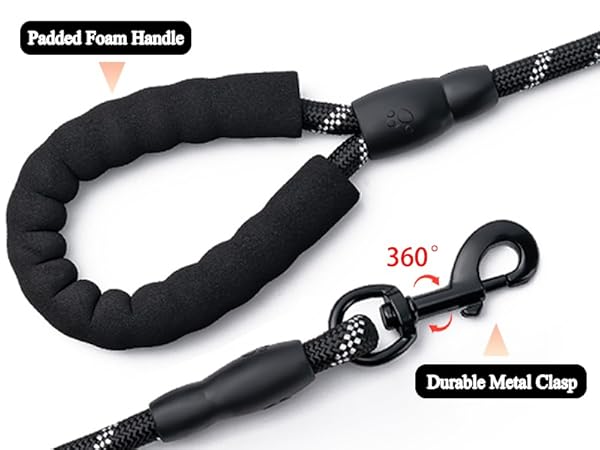 2 Pack Dog Leash 2/5/6 FT Heavy Duty - Comfortable Padded Handle-Reflective Dog Leash for Large Dogs