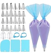 FANTEXY 33-Pieces Piping Bags and Tips Set, Reusable Cake Decorating Kit with 2 Pastry Bags, 24 i...