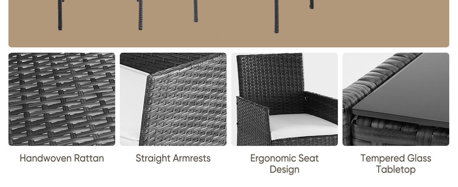 Weather resistant PE wicker with UV protection and mold proof design for outdoor patio furniture