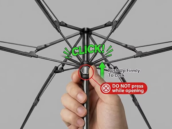 Compact Folding Umbrella with Push-Up Lock Mechanism, Windproof Frame, Black