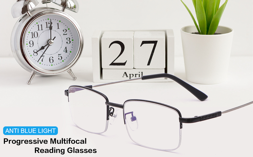 Progressive Multifocus Blue Light Blocking Reading Glasses