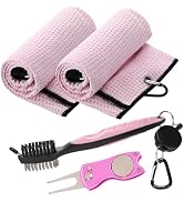 Aulock Golf Towel and Brush Set, Microfiber Towels for Golf Bags, Women Cleaning Kit with Ball Ma...