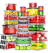 50 Pcs Large Food Storage Containers with Lids Airtight-85 OZ to small Containers-Total 526OZ Sta...