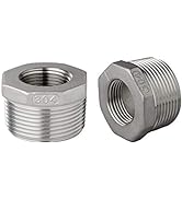 Quickun Stainless Steel Reducing Hex Bushing, 1/2" Male NPT to 1/4" Female NPT, Reducer Bushing P...