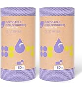EZ'n Disposable Daily Dish Scrubbers - 120 Sheets (2 Packs), Purple Color | Non-Scratch Dishwashi...