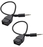 Dwuww 2Pcs Black USB to AUX Adapter Cable,3.5mm Male AUX Plug to USB 2.0 Female Converter Adapter...