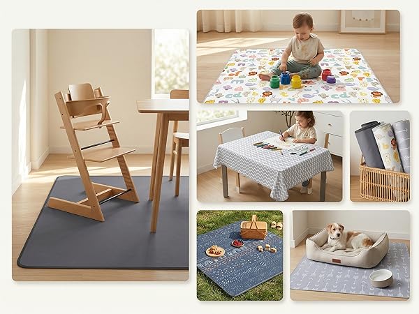 WOMUMON 51" Foldable Splat Mat, Waterproof Travel Mat for Baby Meals, Art Crafts, and Pets