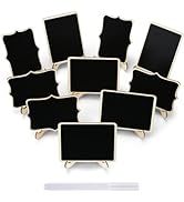 Mini Chalkboard Signs, 12 Pack Small Chalkboard Labels with Easel Stand, Wooden Blackboard for Ta...