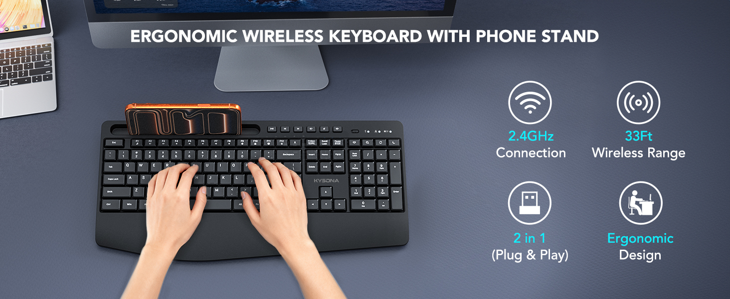 wireless keyboard with phone stand