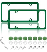 2PCS Colorful Car License Plate Frames with Gaskets Screws and Caps,Stainless Steel 4 Holes Licen...