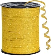 BEISHIDA Gold Glitter Ribbon - 500 Yards Curling Crimped, Shiny for Gift Wrapping, Birthday Party...