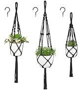 Mkono 3 Pack Macrame Plant Hangers, Different Sizes Hanging Planters Indoor Basket Decorative Flo...