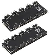 ASHATA Computer Fan RGB Hub,Computer 10-Channel RGB Hub,PC MOD Motherboard RGB Fan Extension Cabl...