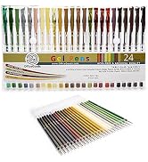 OfficeGoods Brown Earth Tones Gel Pens + Refills - 24 Premium Colors - Fast Drying Smudge Free - ...