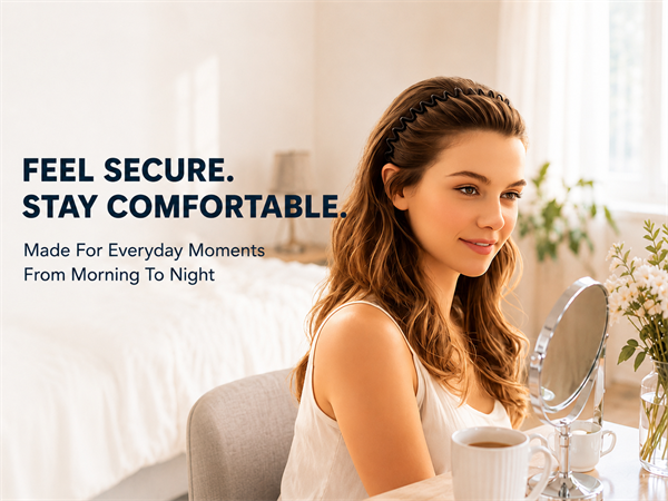 Metal headband holding hair in place during skincare with a comfortable secure fit.