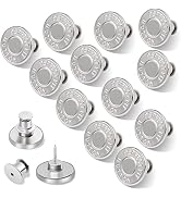 12 Sets Jean Buttons Pins for Jeans, No Sew Jean Buttons for Loose Jeans Pants Button Tightener, ...