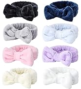 WSYUB Headband 8Pcs Bow Hair Band soft Facial Makeup Head Band for Face Washing Shower Skin Care ...