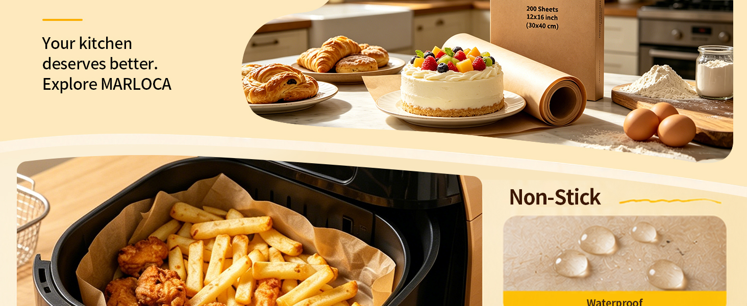 200 Pcs Parchment Paper Baking Sheets, 12x16 Inch Baking Paper, Precut Non-Stick Sheets