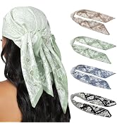 HBselect 4PCS Head Scarf for Women 35” Head Scarves Silk Like Satin Neck Scarfs Square Bandana Ha...
