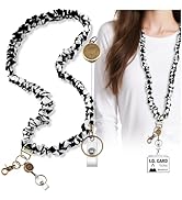 Lestp Scrunchie Lanyard Teacher for Id Badges Keys with Retractable Badge Reel Cute Teacher Lanya...