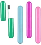 4 Pack Toothbrush Cases Travel Toothbrush Holder Portable Toothbrush Container Case Plastic Tooth...