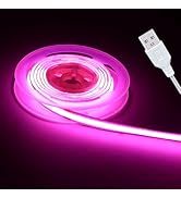 UVTaoYuan Short Led Strip Lights Pink 5V USB LED Lighting COB LED Strip Pink Flexible LED Tape Li...