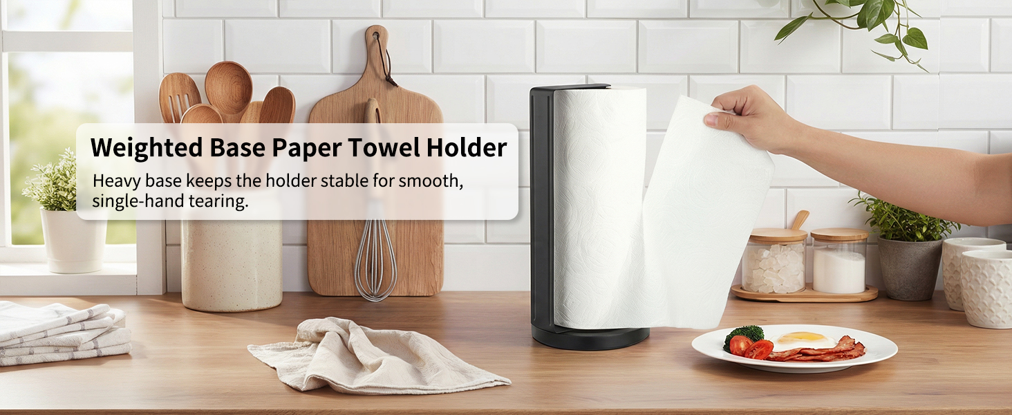 standing paper towel holder for one hand tear