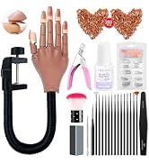 Saviland Practice Hand for Acrylic Nails, Flexible Moveable Fake Hands, Manicure Trainng Hand Nai...