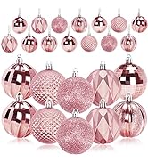 JULMELON 24PCS Christmas Tree Balls Christmas Balls Ornaments Large Hanging Christmas Balls Shatt...