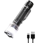 HAUTMEC White Laser Zoomable EDC Pocket Flashlight, 700 Lumens LED Rechargeable Flashlights with ...
