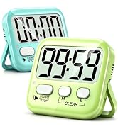 Antonki 2 Pack Digital Timer for Kids, Magnetic Countdown Kitchen Timers for Cooking, Egg, Classr...