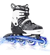 Nattork Adjustable Inline Skates for Kids Boys & Girls, Blue Black Red with Light up Wheels, Yout...
