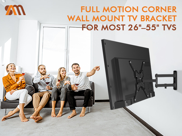FULL MOTION CORNER WALL MOUNT TV BRACKET