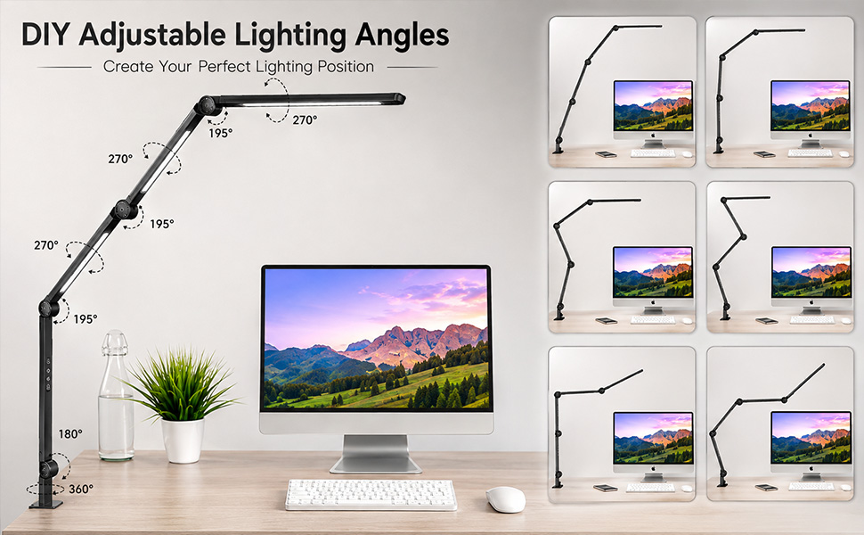 LED table lamp can rotate and fold to illuminate the position you want to illuminate