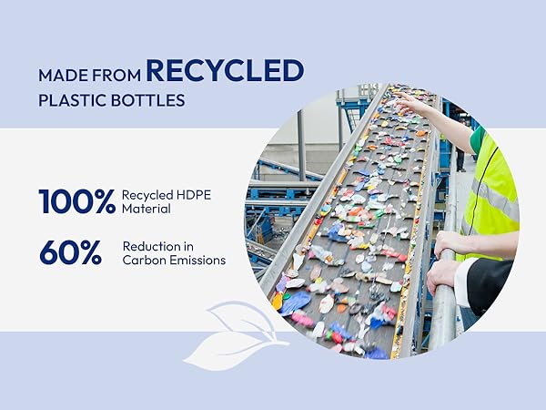Crafted from high-quality materials sourced from reclaimed plastic bottles
