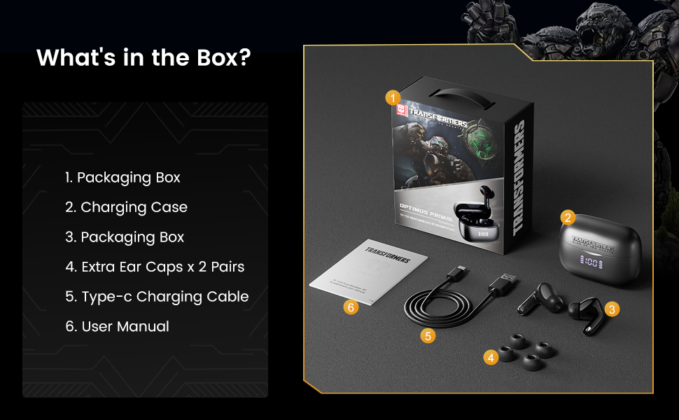 Transformers Wireless Earbuds Bluetooth 5.4 with Low Latency Gaming Mode