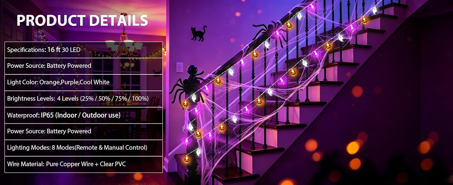 battery operated halloween lights with timer