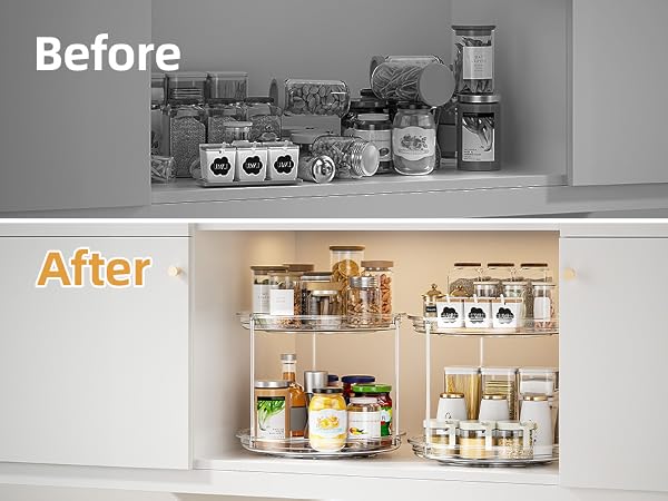 lazy susan organizer for cabinet