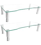 2 Pack Computer Monitor Riser with Height Adjustable Multi Media Desktop Stand for Flat Screen LC...