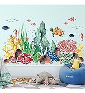 Creative Removable 3D Under The Sea Peel and Stick Wall Sticker Ocean Life Coral Grass Fish Sea T...